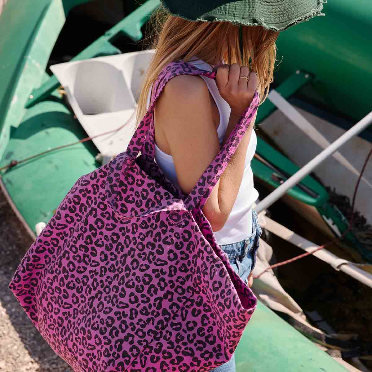 Purple Print Large Tote