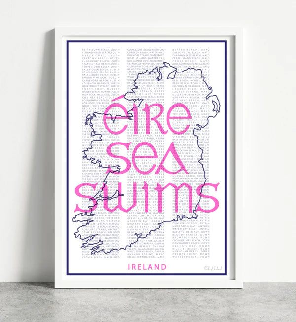 Neon Pink Eire Swims A4 Print