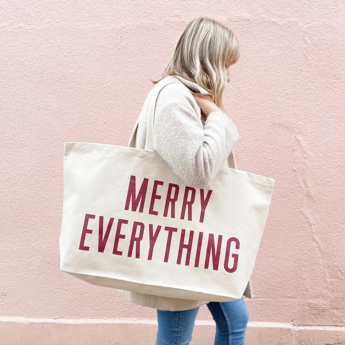Merry Everything Tote -Cream