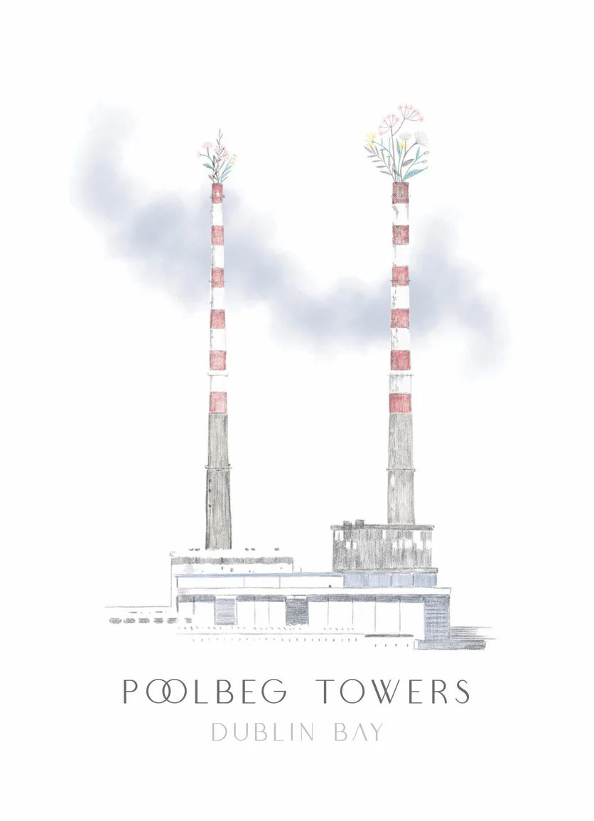 Poolbeg Towers Flower A4 Print