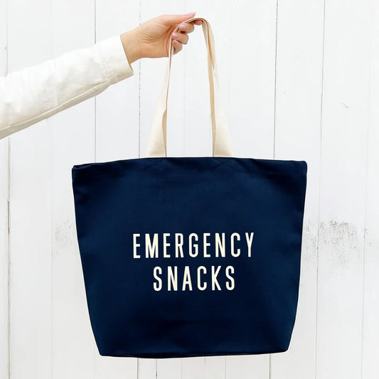 Emergency Snacks Navy Tote Bag