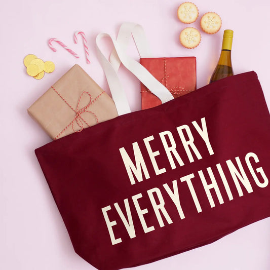 Merry Everything Tote -Burgundy