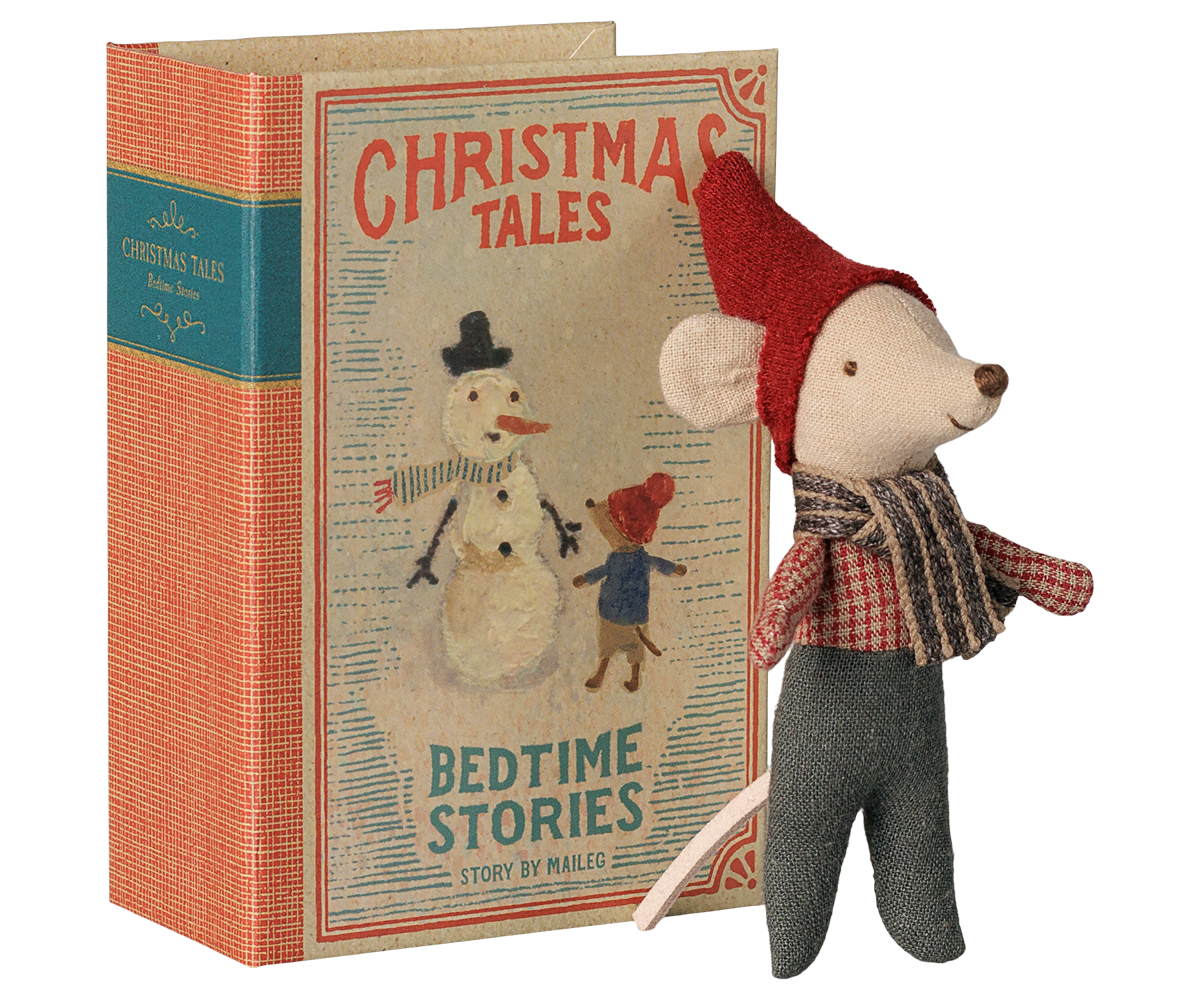 Christmas Baby Mouse in Book - Maileg