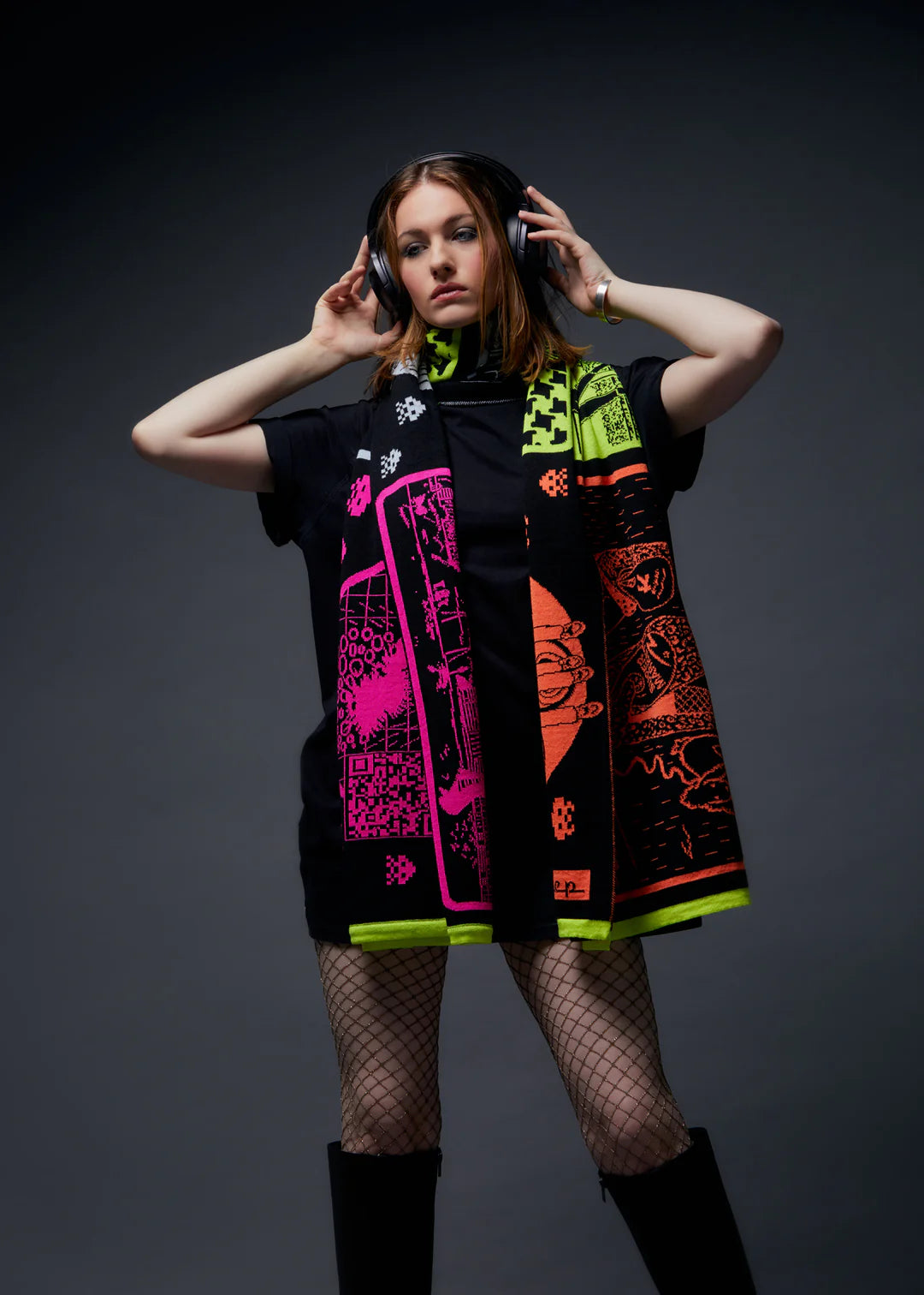 Digital Replay Blanket Scarf -Electronic Sheep