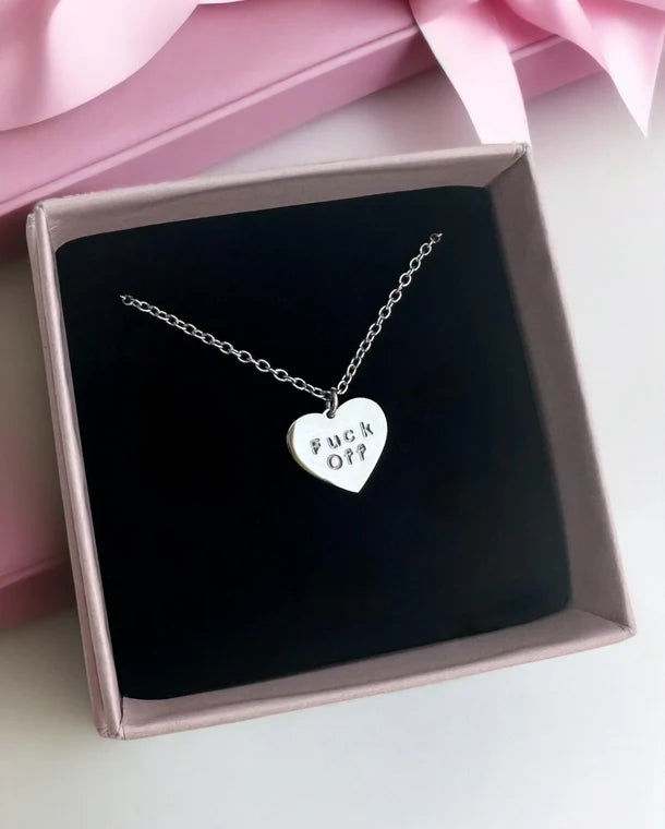 Fuck Off Mini Heart Necklace