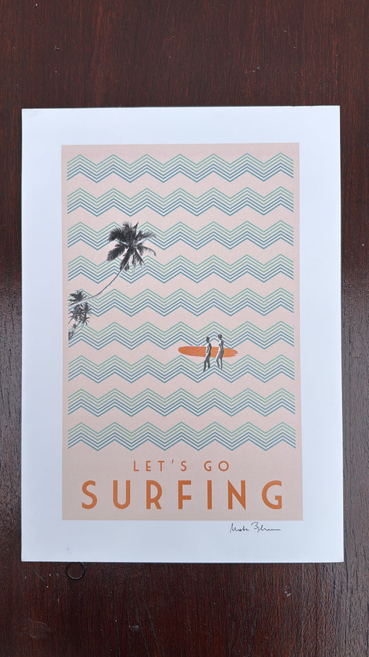 Let’s go surfing A4 Print