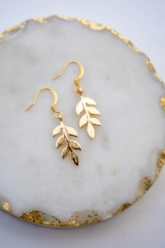 Gold Fern Earrings