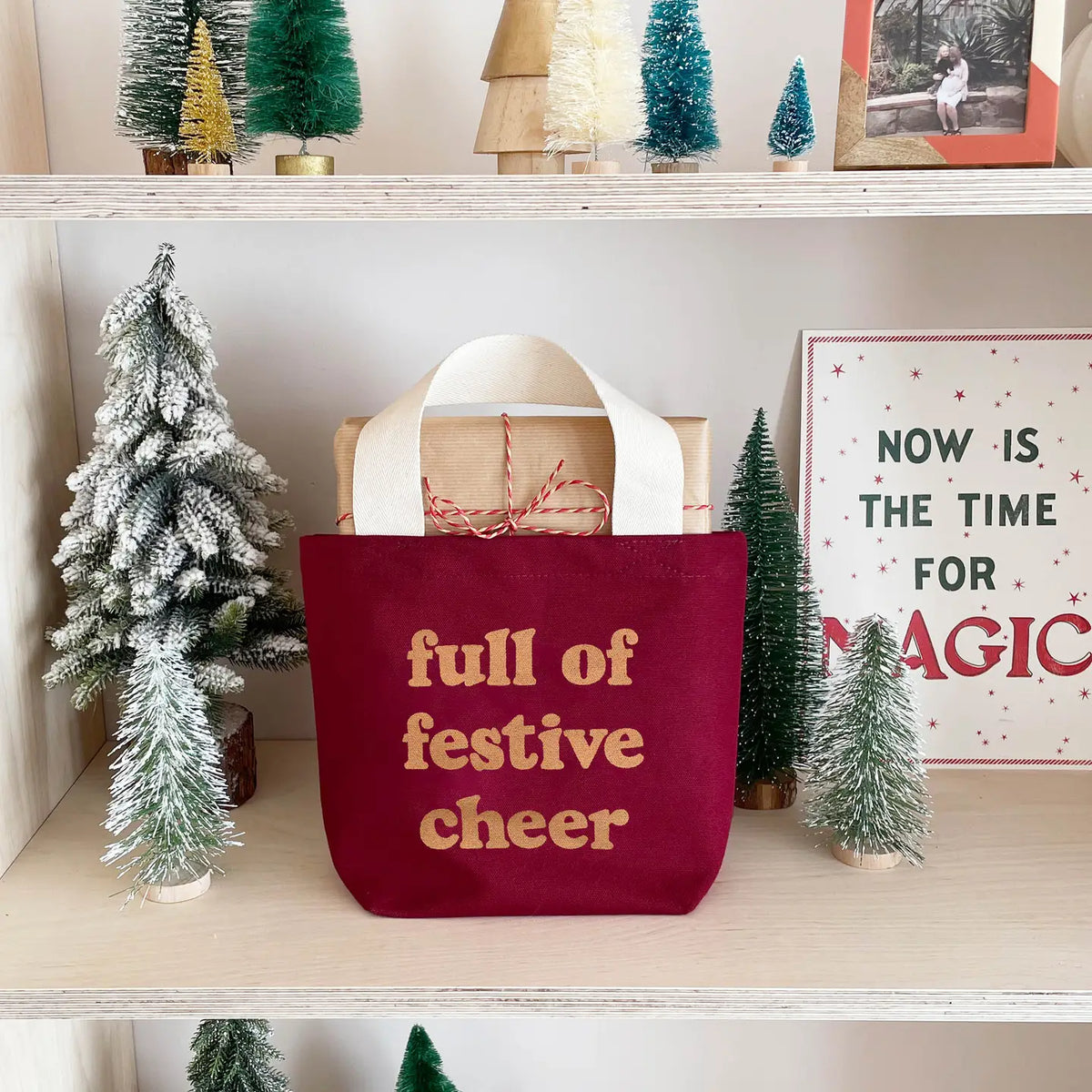 Full of Festive Cheer Tote -Burgundy