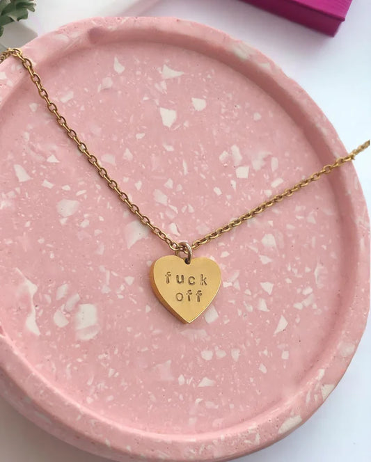Fuck Off Mini Heart Necklace