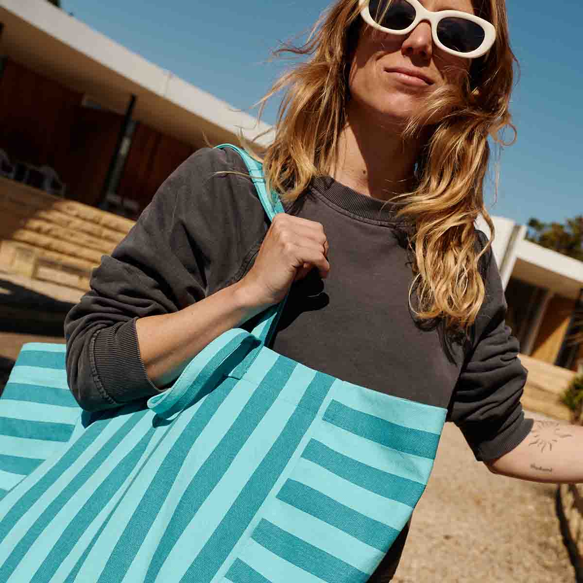 Capri Blue Lg Tote Bag