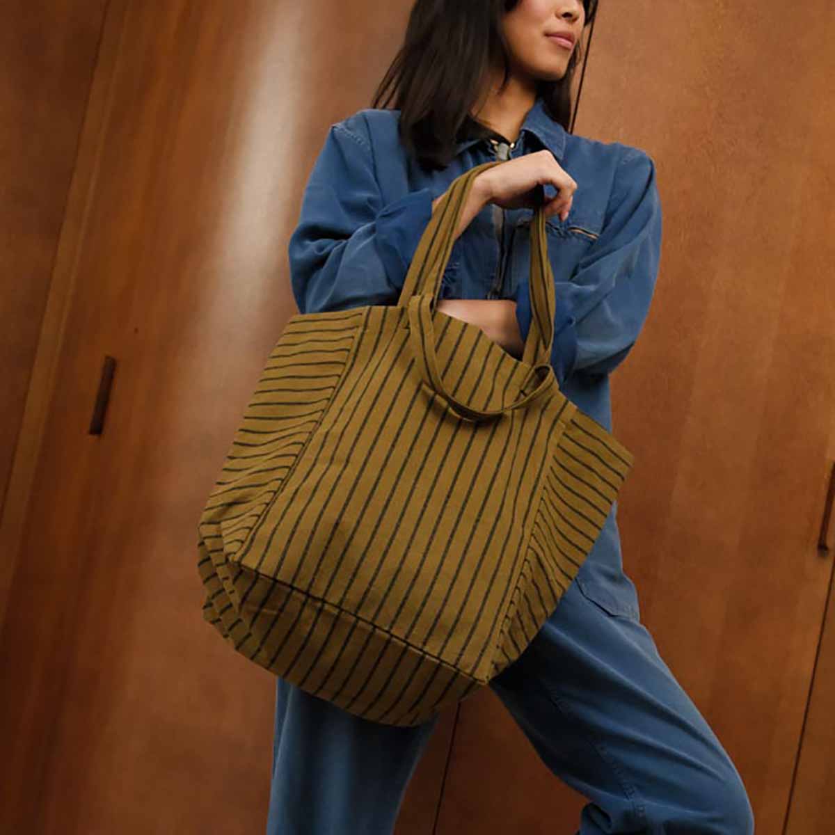 Olive Stripe Sm tote