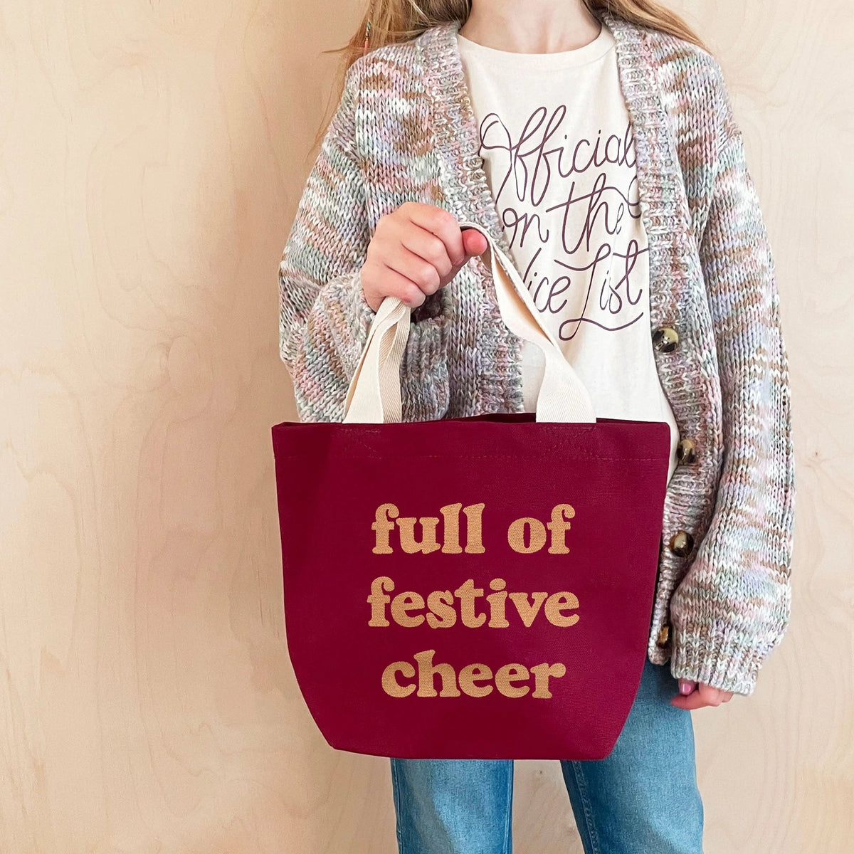 Full of Festive Cheer Tote -Burgundy