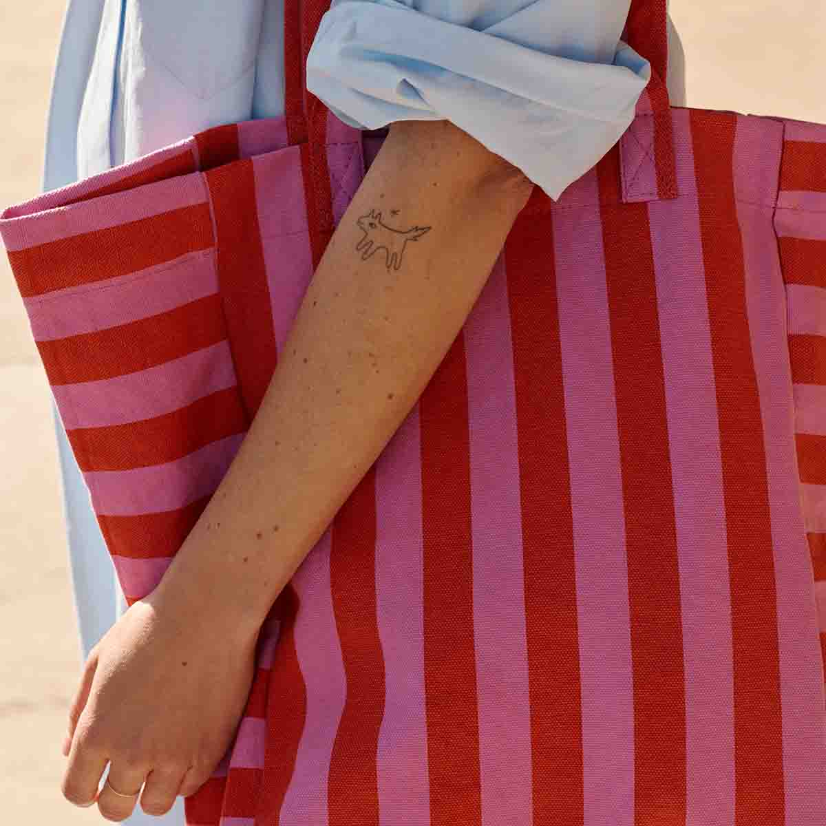 Tomato stripe tote Med
