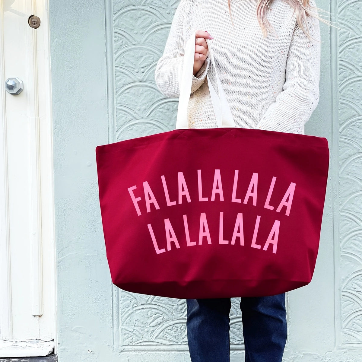 FALALALALALALALALALA Tote -Burgundy