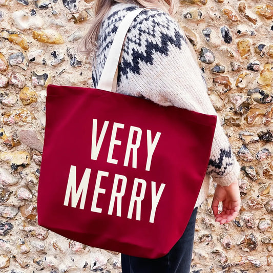 Very Merry Tote -Burgundy