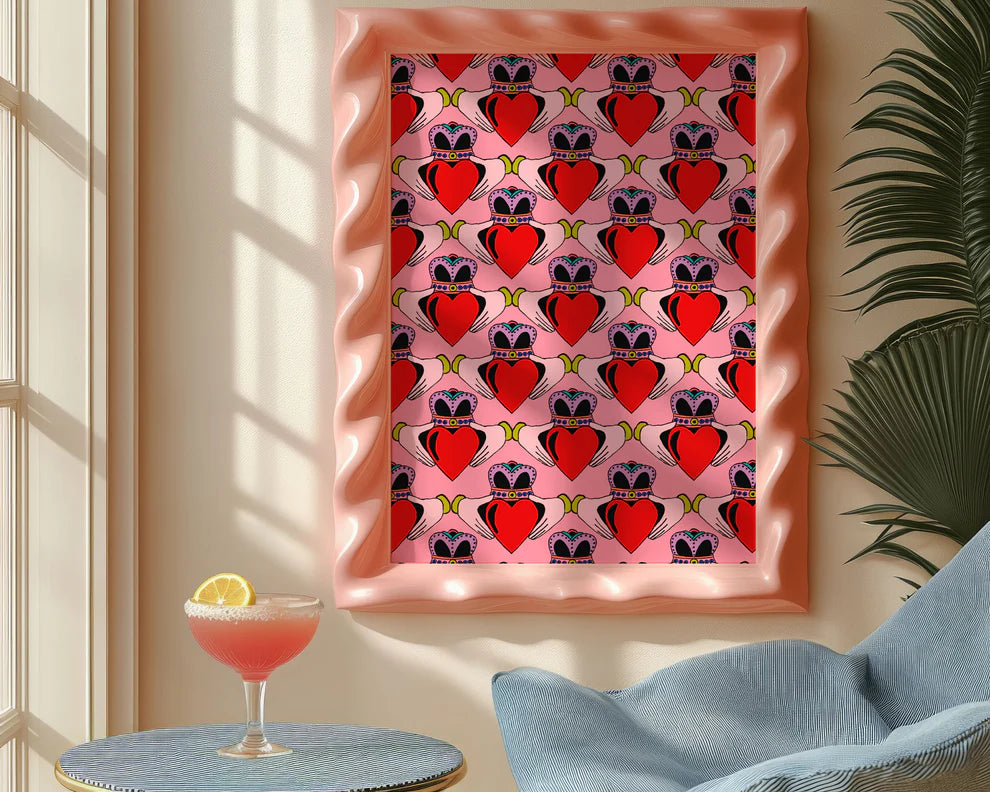 Irish Pink Claddagh Love A4 Print